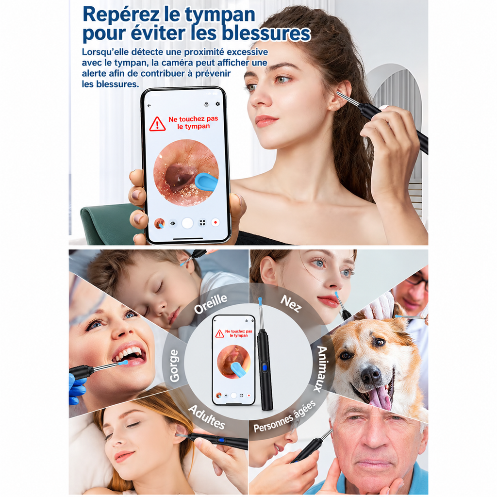 Caméra d’inspection auriculaire avec éclairage LED